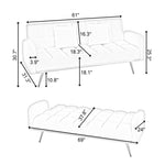 ZUN 69-inch grey sofa bed with adjustable sofa teddy fleece 2 throw pillows W1658125688
