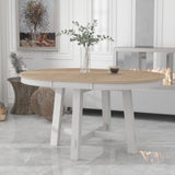 ZUN TREXM Farmhouse Round Extendable Dining Table with 16" Leaf Wood Kitchen Table WF291263AAD