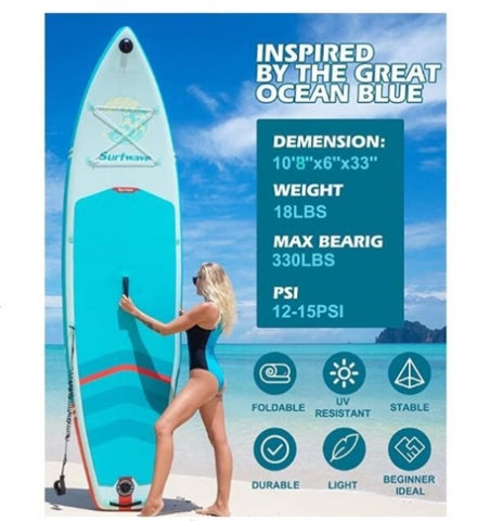ZUN Inflatable Stand Up Paddle Boards 10'8''*33"*6" With Premium SUP Accessories & Backpack, Leash, W144081500
