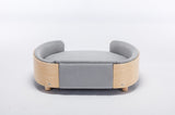 ZUN Scandinavian style Elevated Dog Bed Pet Sofa With Solid Wood legs and Bent Wood Back, Velvet W79490077