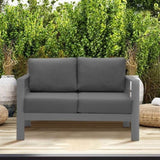 ZUN Comfortable Couch Grey Patio Outdoor Double Small Sleeper Sofa Furniture With Aluminum Frame W1828140148