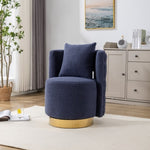 ZUN 25.2'' Wide Swivel Accent Barrel Chair, Modern Curved Tufted Back With Gold Metal Base, Upholstered W1852105781