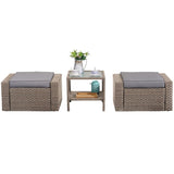 ZUN Brown Wicker Rattan Coffee Table Small Ottoman Furniture Set Outdoor Foot Stool Ottoman For Living W1828P148586