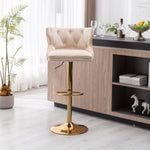 ZUN Bar Stools With Back and Footrest Counter Height Dining Chairs-Velvet Beige-2PCS/SET W67663285