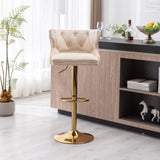 ZUN Bar Stools With Back and Footrest Counter Height Dining Chairs-Velvet Beige-2PCS/SET W67663285