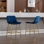 ZUN bar stool velvet Blue color Set of 2 W1805111867