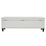 ZUN 51 Inches 131*41*42cm PU With Storage Copper Nails Bedside Stool Footstool Off-White 47327573