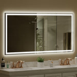 ZUN 72×36 inch LED-Lit bathroom mirror, wall mounted anti-fog memory Large Adjustable Brightness front W1820120109