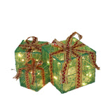 ZUN 3pcs 60 Lights, Dusting Mesh, Streamer Bow, Battery Type Garden Gift Box Decoration 09590129