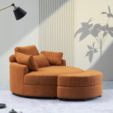 ZUN Large round chair with storage linen fabric for living room hotel with cushions W2272142173