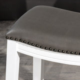 ZUN Saddle Stool -25" Counter Stool, White/Dark Gray PU, Set of 2 B046P144392