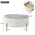 ZUN Modern Round Coffee Table with 2 large Drawers Storage Accent Table WF311606AAK