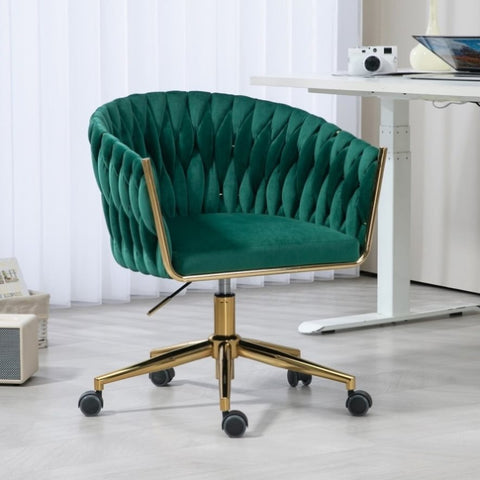 ZUN Modern design the backrest is hand-woven Office chair,Vanity chairs with wheels,Height W2215P147914