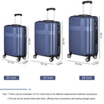ZUN 3 Piece Luggage with TSA Lock ABS, Durable Luggage Set, Lightweight Suitcase with Hooks, Spinner W162573153