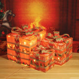 ZUN 3pcs 60 Lights, Linen And Linen Bows, Us Standard Plugs, Garden Gift Box Decoration 89041777