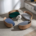 ZUN Scandinavian style Elevated Dog Bed Pet Sofa With Solid Wood legs and Bent Wood Back, Velvet W79460567