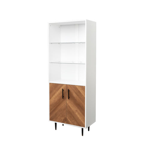 ZUN 5 Tier Bookcase , Book cabinet with 2 doors, Industrial Bookshelf Display Shelf Floor Standing for 09787913