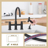 ZUN Double Handle Bridge Kitchen Faucet with Side Spray W122581047