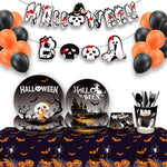 ZUN Halloween Black Paper Plates Birthday Party Supplies Disposable Tableware Paper Plates Set Cup 38274348