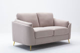ZUN Contemporary 1pc Loveseat Beige Color with Gold Metal Legs Plywood Pocket Springs and Foam Casual B01155990