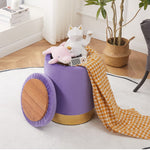 ZUN Velvet 23Qt Storage Ottoman Multipurpose Footrest Stool with Metal Base Modern Round Vanity Stool 44766619