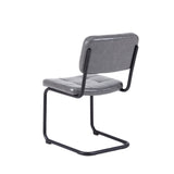 ZUN Light grey modern simple style dining chair PU leather black metal pipe dining room furniture chair W29980861