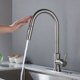 ZUN Touch Kitchen Faucet with Pull Down Sprayer-Brushed Nickel 57987813