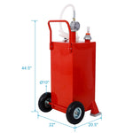 ZUN 30 Gallon Gas Caddy With Wheels, Fuel Transfer Tank Gasoline Diesel Can Reversible Rotary Hand W46568159