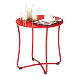 ZUN 18" Metal Countertop Small Round Table Terrace Wrought Iron Side Table Red 23010327