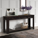 ZUN 63" Pine Wood Console Table with 4 Drawers and 1 Bottom Shelf for Entryway Hallway Easy Assembly 63 W120246639