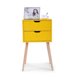 ZUN Mid-Century Nightstand with 2 Sliding Drawers, Wood Sofa Side Table, Modern End Table for Living W2181P146757