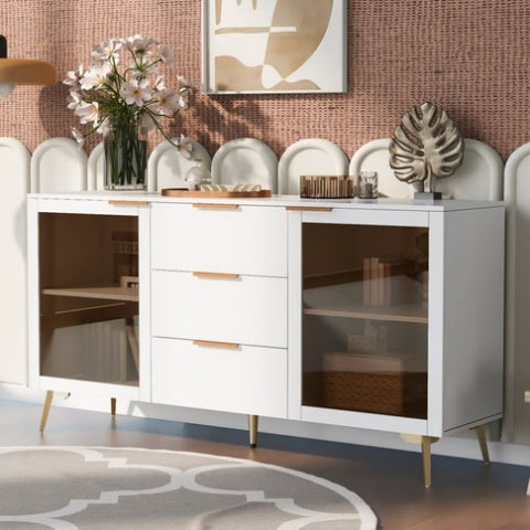 ZUN Featured Two-door Storage Cabinet with Three Drawers and Metal Handles , Suitable for Corridors, WF308421AAK