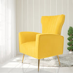 ZUN Velvet Accent Chair, Wingback Arm Chair with Gold Legs, Upholstered Single Sofa for Living Room W109557311
