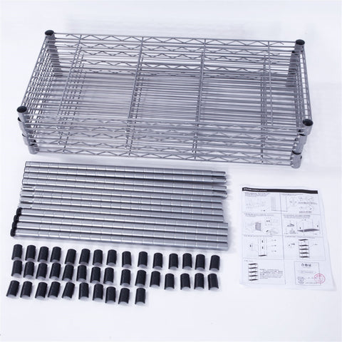 ZUN XM-304B Rectangle Carbon Steel Metal Assembly 5-Shelf Storage Rack Silver Gray 13746784