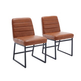 ZUN Upholstered Leather Dining Chairs Set of 2 With Metal Legs, Mid Century Modern Leisure Chairs for W1439125946