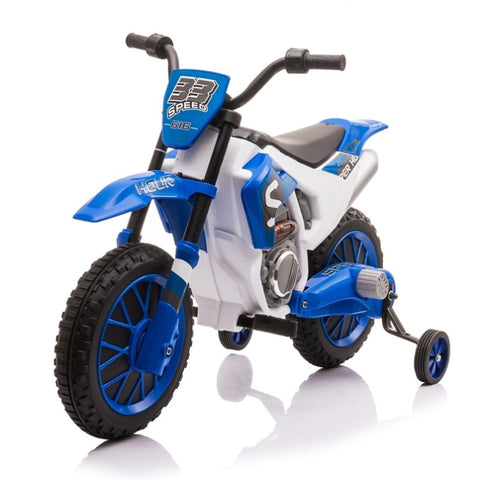 ZUN 12V Kids Ride on Toy Motorcycle, Electric Motor Toy Bike with Training Wheels for Kids 3-6, Blue W2181P156752