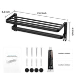 ZUN Towel Racks for Wall Mounted,23.6" Foldable Towel Holder with Two Towel Bars and Hooks, for 25396929