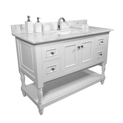 ZUN Montary 43x22 inch bathroom stone vanity top engineered stone carrara white marble color with W50921985