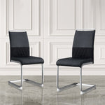 ZUN Modern Dining Chairs, PU Faux Leather High Back Upholstered Side Chair transverse stripe backrest W115159131