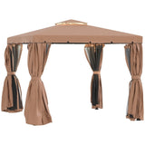 ZUN 10' x 10' Patio Gazebo, Outdoor Gazebo Canopy Shelter with Double Vented Roof, Netting and Curtains, W2225142549