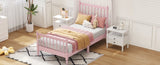 ZUN Twin Size Wood Platform Bed with Gourd Shaped Headboard and Footboard, Pink WF315645AAP