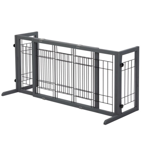 ZUN 38"-71" Adjustable Wooden Pet Gate for Dogs, Indoor Freestanding Dog Fence for Doorways, Stairs, W2181P145879