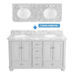 ZUN 60'' Bathroom Vanity with Carrara Natural Marble Top and Backsplash, Bathroom Storage Cabinet with W1059P155240