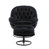 ZUN Accent chair TV Chair Living room Chair with Ottoman-BLACK W67641181