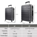 ZUN Luggage Sets 2 Piece, 20 inch 24 inch Carry on Luggage Airline Approved, ABS Hardside Lightweight W1625122315