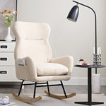 ZUN Modern Rocking Chair with High Backrest,Teddy Material Comfort Arm Rocker, Lounge Armchair for W244134105
