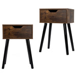 ZUN Set of 2 Mid Century Wood Side Table, End Table with 1 Storage Drawer, Nightstand for Bedroom Living W2181P144024