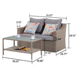 ZUN Patio Conversation Furniture Sets 1piece double sofa and 1piece rectangle coffee table W1828105201