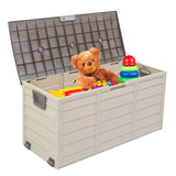 ZUN 75gal 260L Outdoor Garden Plastic Storage Deck Box Chest Tools Cushions Toys Lockable Seat 98777319