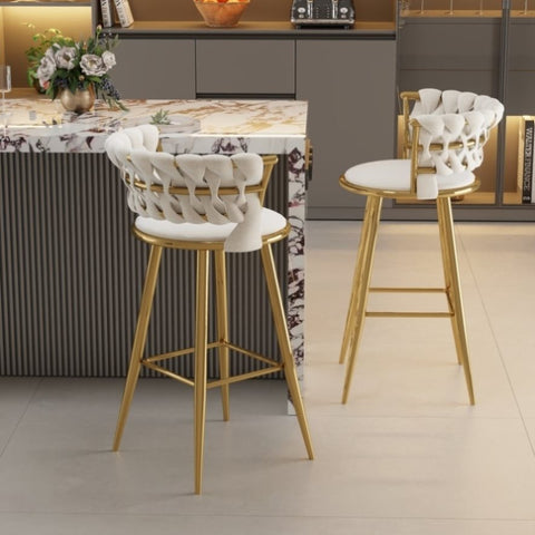 ZUN Gold Bar chairs Set of 2, Counter Height Bar Stools with Low Back, for Kitchen Island, Bar Pub W509142710